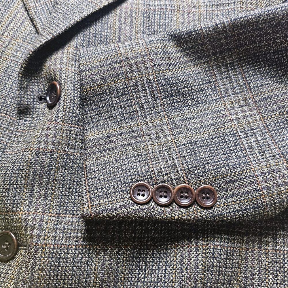 Vito Rufolo Sport Coat Jacket 100% Wool 42R Made in Italy Brown Windowpane Plaid - Picture 5 of 11